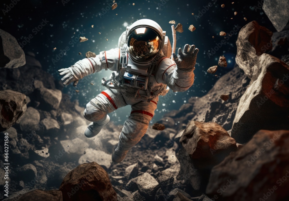 Amidst the vastness of space, a lone astronaut stands tall in their helmet, gazing at the majestic mountains in the distance, contemplating the raw power and beauty of the universe Amidst the vastness of space, a lone astronaut stands tall in their helmet, gazing at the majestic mountains in the distance, contemplating the raw power and beauty of the universe