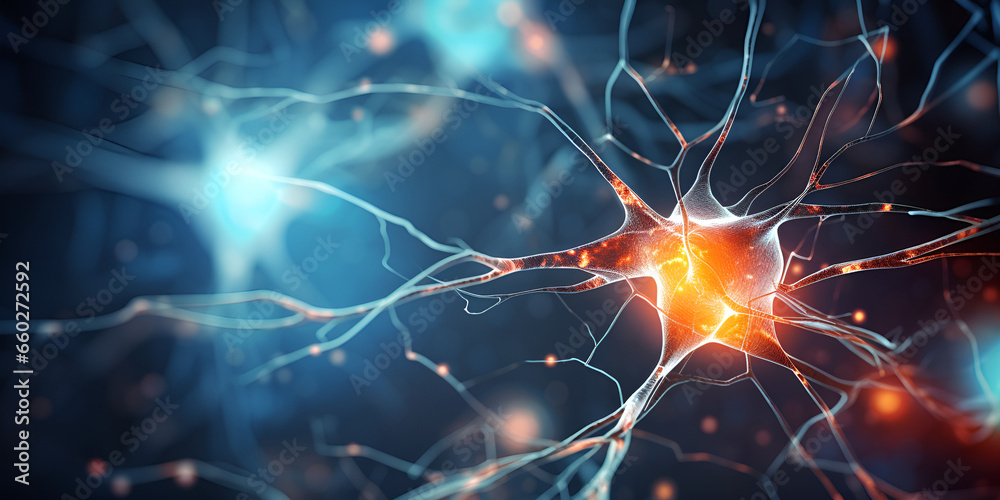 Active nerve cells neuronal network with electrical signals