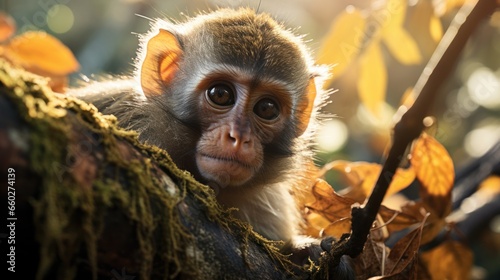 A charming monkey thrives in Thailands © sirisakboakaew
