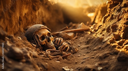 Ancient tomb discovery of human skeletal remains photo