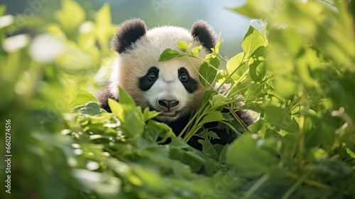 Cheerful panda in China