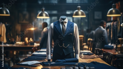 Elegant suit in a tailor studio