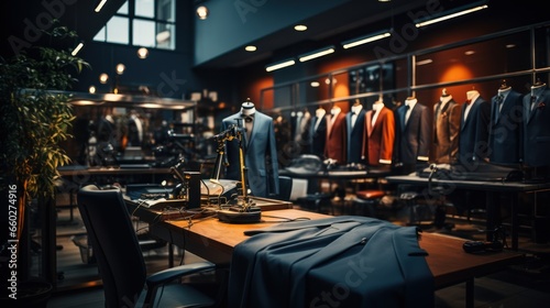 Elegant suit in a tailor studio