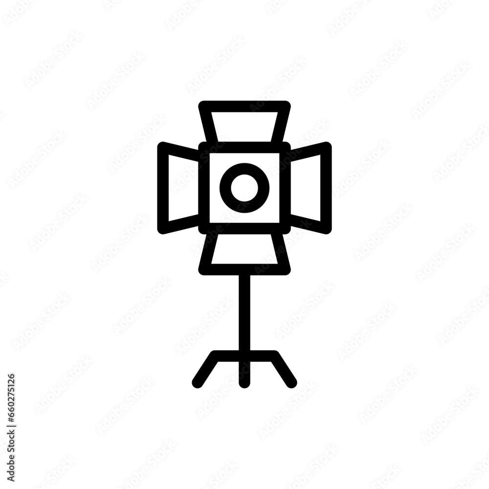 Fototapeta premium Lightning cinema icon with black outline style. flash, light, energy, power, electric, thunder, lightning. Vector Illustration