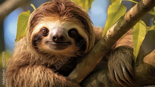 Hoffmans Two toed Sloth Choloepus hoffmanni climbing on a tree