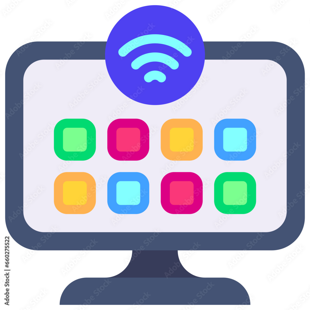 Vector Icon Smart TV, Television, Screen, Wifi, Electronics, Technology Vector Icon Smart TV, Television, Screen, Wifi, Electronics, Technology