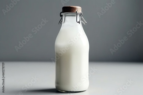 White background milk bottle. Generative AI