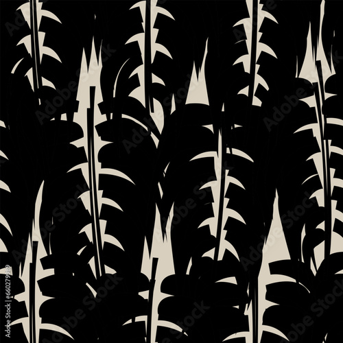 Fototapeta Naklejka Na Ścianę i Meble -  Neutral Colour Tropical Leaf Seamless Pattern Design