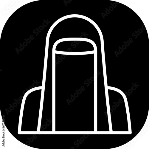 Niqab fashion muslim icon with black filled line outline style. niqab, muslim, arab, hijab, saudi, religion, islamic. Vector Illustration