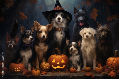 Pet Parade Delight, Whimsical Halloween Costumes, Created with Generative AI