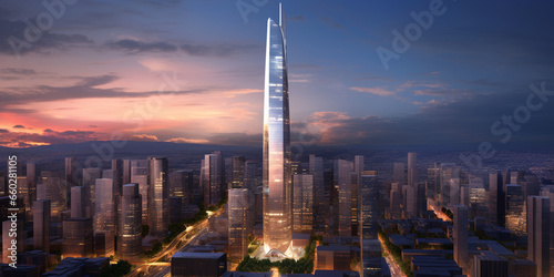 Visionary Essence  Artist s Impression of a Skyscraper Showcasing the Futuristic Open-Concept Layouts  Redefining Urban Architecture for the Future