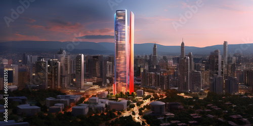 Visionary Essence: Artist's Impression of a Skyscraper Showcasing the Futuristic Open-Concept Layouts, Redefining Urban Architecture for the Future