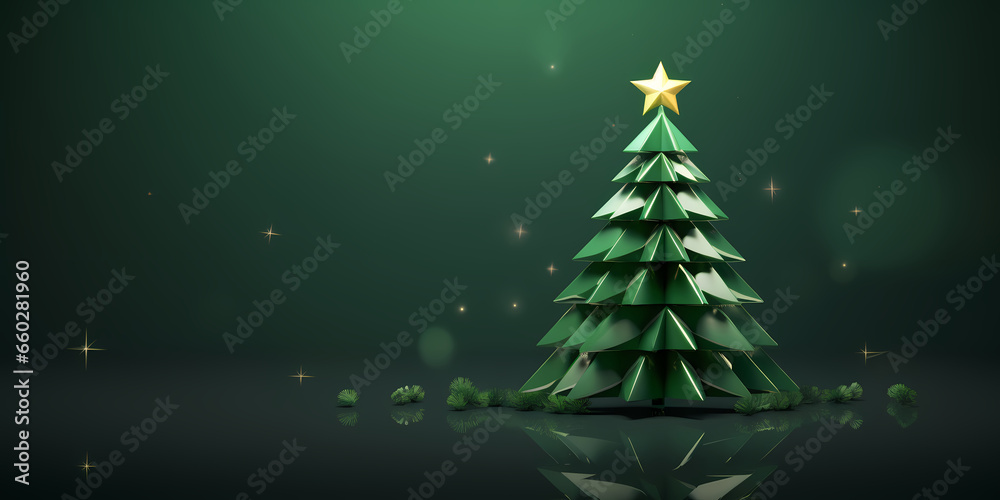 christmas tree with stars, 3d