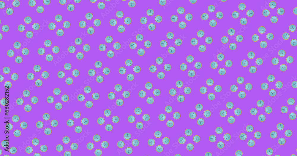Image of rows of pattern moving on purple background
