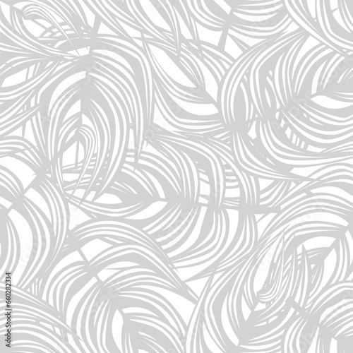Monochrome Tropical Leaf Seamless Pattern Design