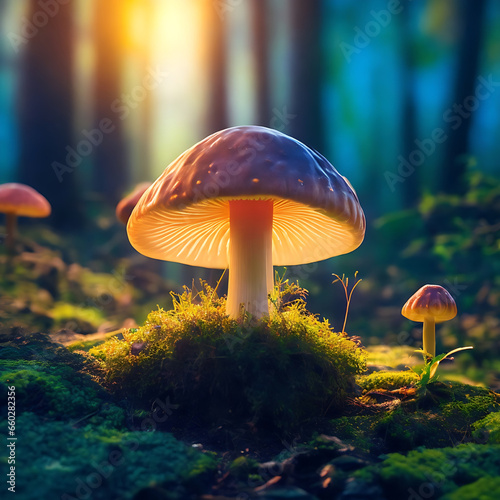 mushroom_in_the_jungle_glowing_mushroom_in_the_morning