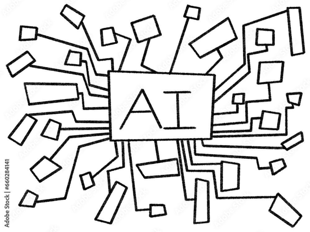 AI와 빈 공간 사각형 연결 그림, 시스템