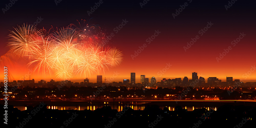 fireworks in the city,New Years Eve Fireworks, Happy new year 2024, fireworks background