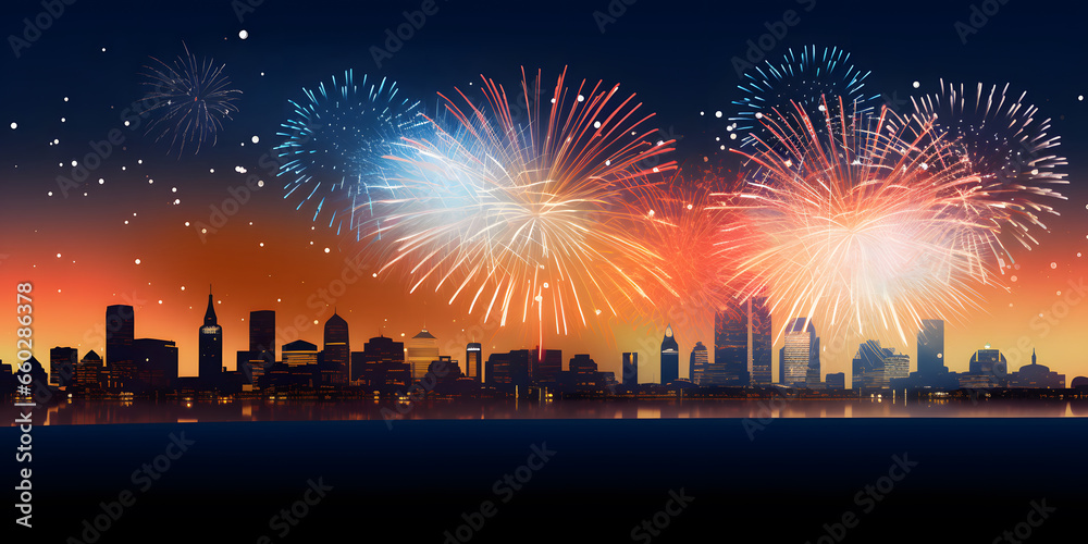 fireworks in the city,New Years Eve Fireworks, Happy new year 2024