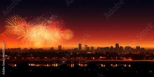 fireworks in the city,New Years Eve Fireworks, Happy new year 2024, fireworks background © Planetz