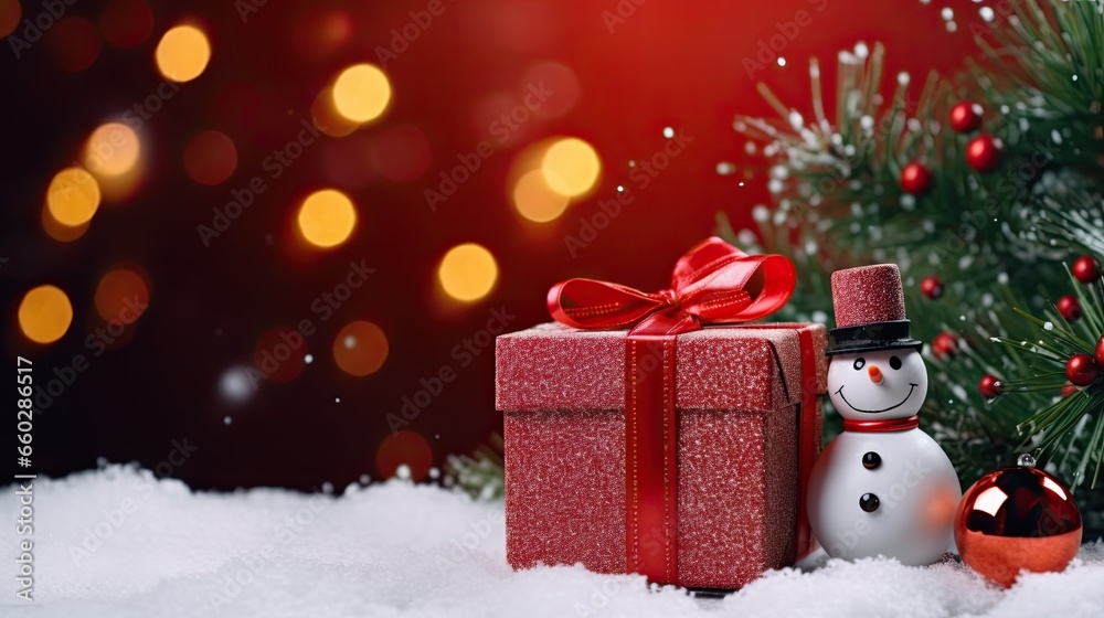 Luxury red gift box on the glitter background AI Generative Luxury red gift box on the glitter background AI Generative