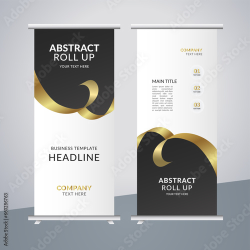 
 modern abstract business stand banner with creative golden shapes