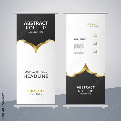 
 modern abstract business stand banner with creative golden shapes