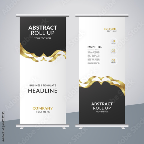 
 modern abstract business stand banner with creative golden shapes