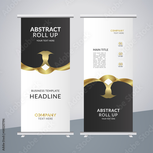 
 modern abstract business stand banner with creative golden shapes