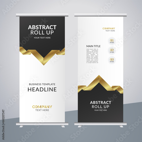 
 modern abstract business stand banner with creative golden shapes