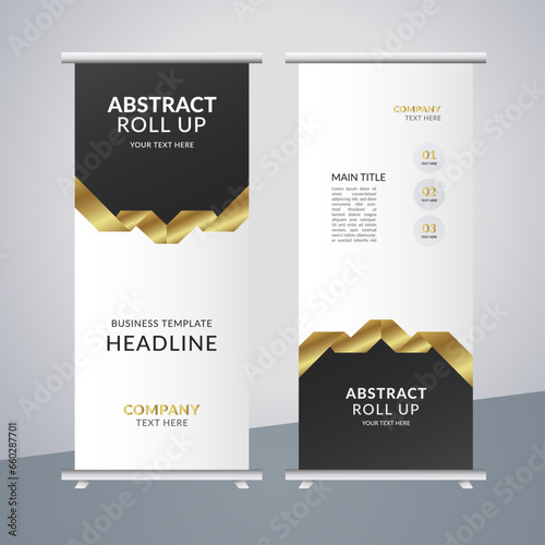
 modern abstract business stand banner with creative golden shapes