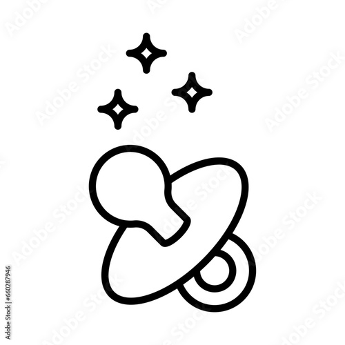 Baby pacifier hygiene icon with black outline style. baby, pacifier, newborn, kid, child, cute, childhood. Vector Illustration
