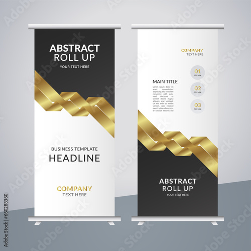 
 modern abstract business stand banner with creative golden shapes