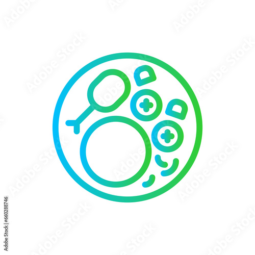 Food hygiene hygiene icon with blue and green gradient outline style. food, hygiene, clean, health, cook, kitchen, restaurant. Vector Illustration