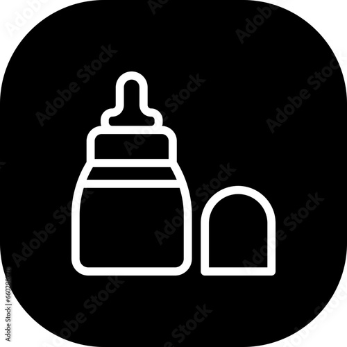 Kids bottle hygiene icon with black filled line outline style. bottle, water, drink, child, kid, lifestyle, boy. Vector Illustration