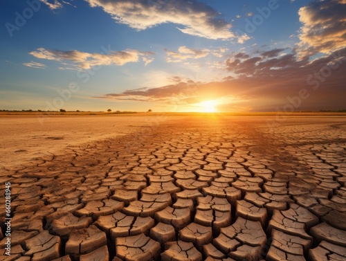 Dry cracked land from global warming and climate change