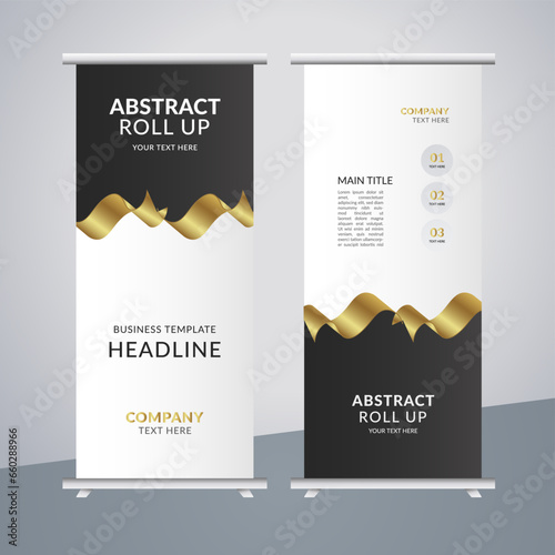
 modern abstract business stand banner with creative golden shapes