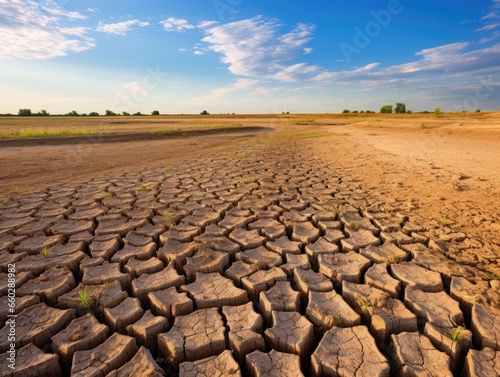 Dry cracked land from global warming and climate change
