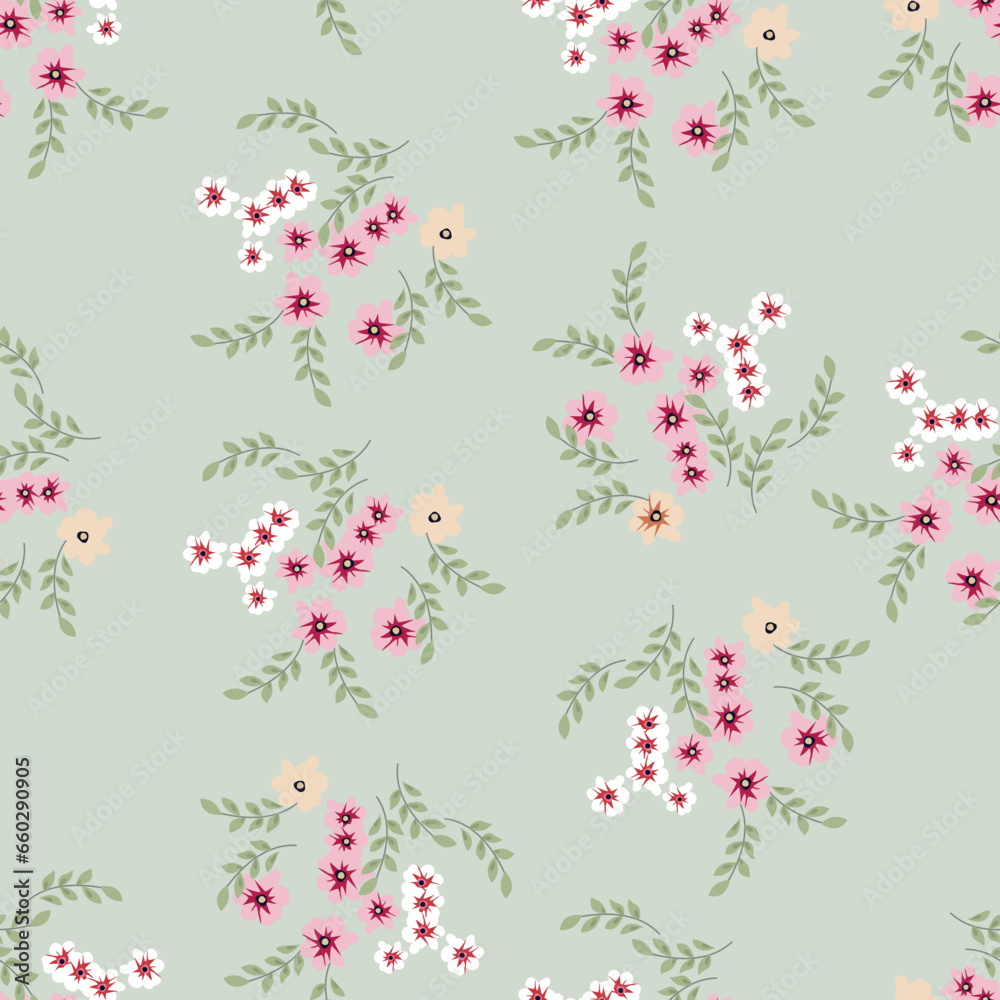 seamless small vector flower design patter on background 