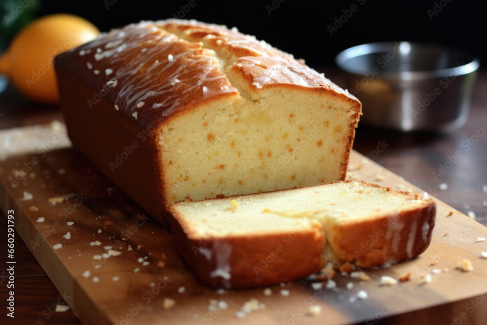 Loaf of bread sitting on top of cutting board. This versatile image can be used for various food-related themes and concepts.