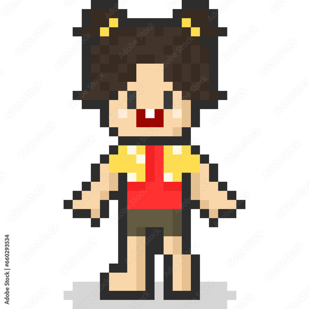 Fototapeta premium Pixel art asian girl songkran character 2