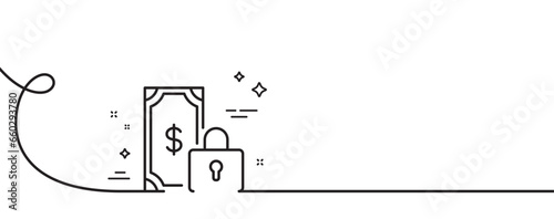 Private payment line icon. Continuous one line with curl. Dollar sign. Finance symbol. Private payment single outline ribbon. Loop curve pattern. Vector