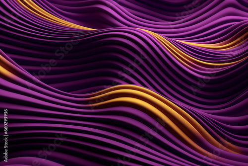 Abstract background with wavy line pattern  3d  purple and golden  