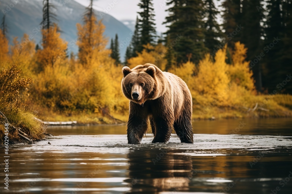 Grizzly Bear Walking Beside Pond Grizzly Bear Walking Beside Pond
