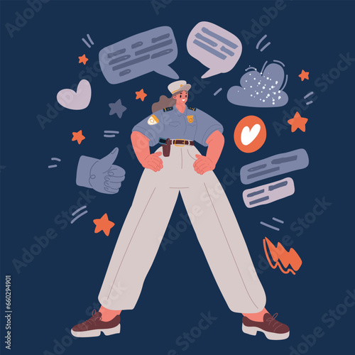 Cartoon vector illustration of female police.