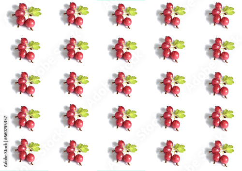 Collage of 25 photos of gooseberries on a white background.
