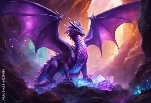 purple dragon in a cave