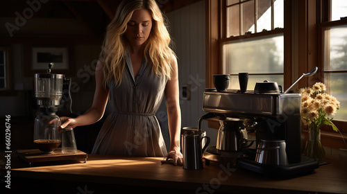 Young Woman Making Coffee