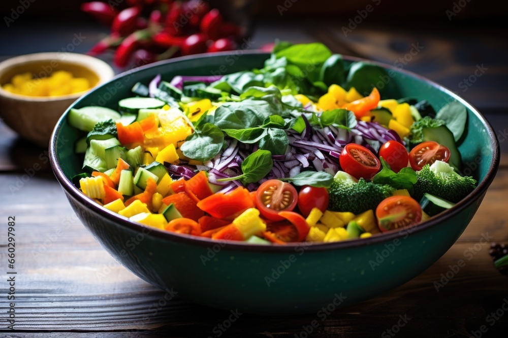 a vibrant salad bowl with mixed vegetables a vibrant salad bowl with mixed vegetables