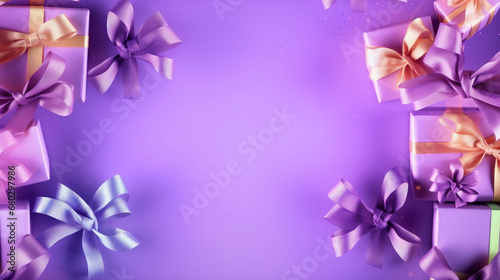 horizontal background gifts colors bows ribbon holiday celebration purple